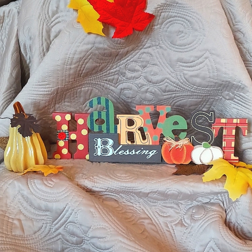 🦃HARVEST BLESSING DECOR WITH CERAMIC SQUASH